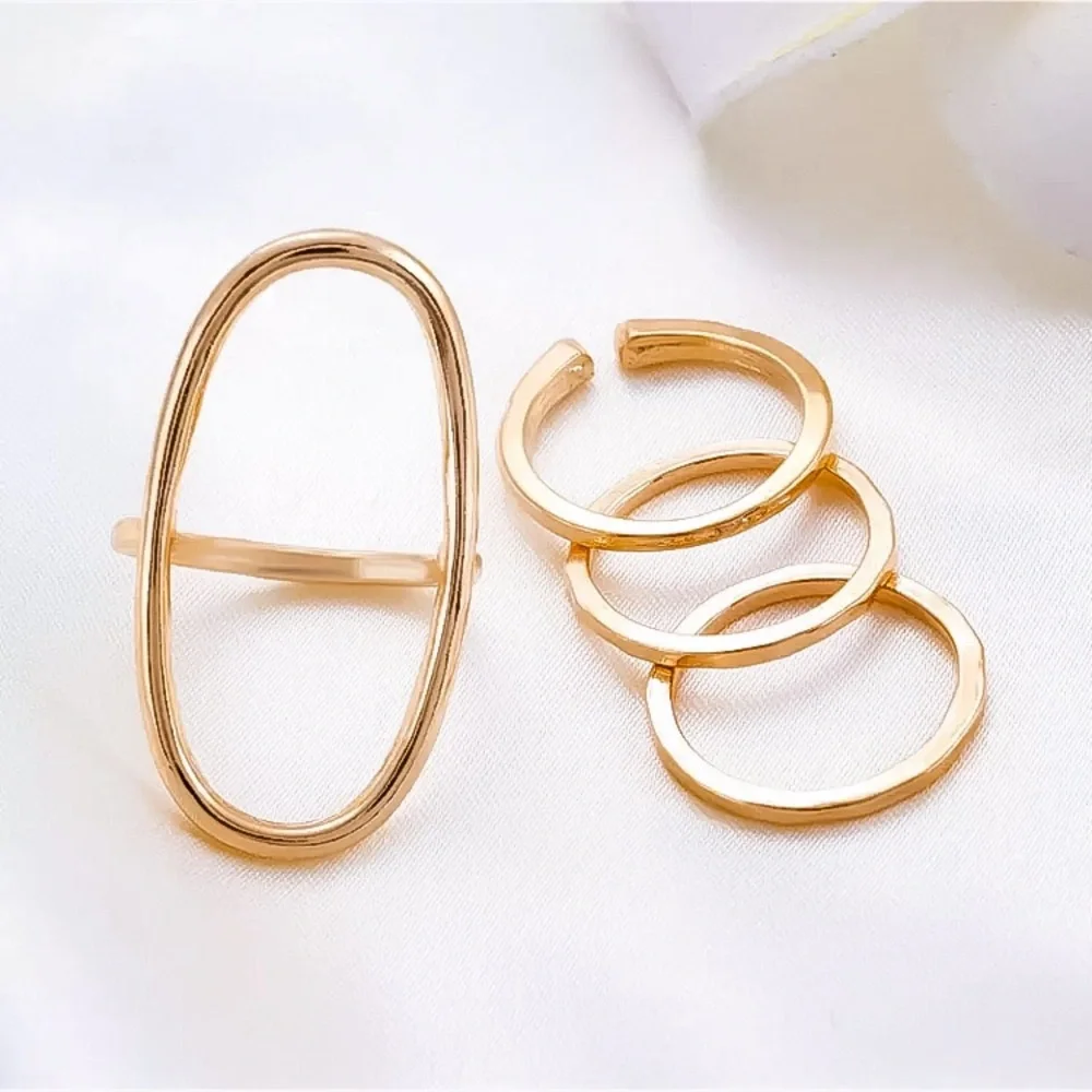 ⚜️[𝟯/$𝟭𝟴]⚜️4 Gold Simple Minimalist Rings Set NEW - Picture 4 of 6